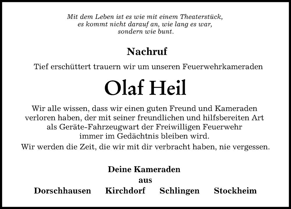  Traueranzeige für Olaf Heil vom 13.05.2022 aus Mindelheimer Zeitung