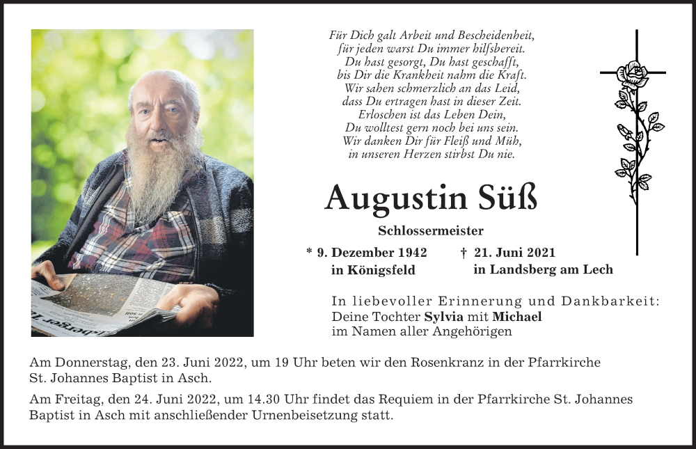 Traueranzeige von Augustin Süß von Landsberger Tagblatt