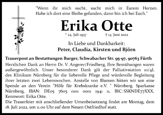 Traueranzeigen von Erika Otte | Augsburger Allgemeine Zeitung