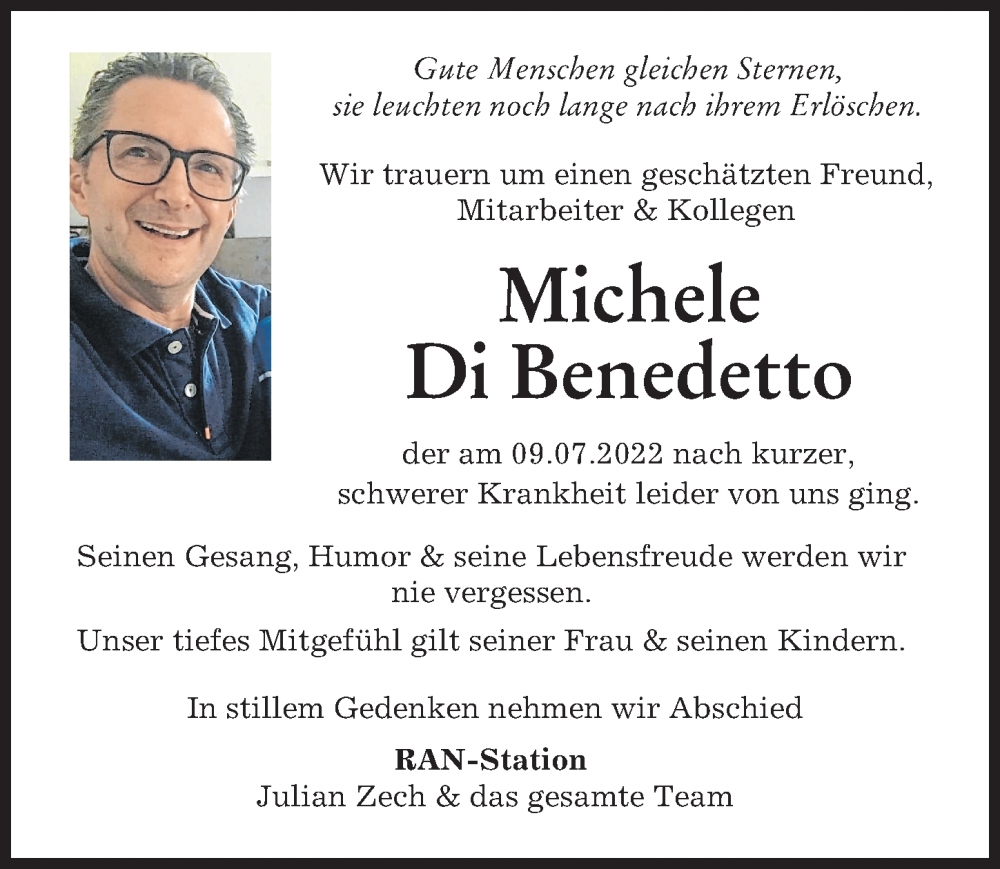 Traueranzeigen von Michele Di Benedetto Augsburger Allgemeine