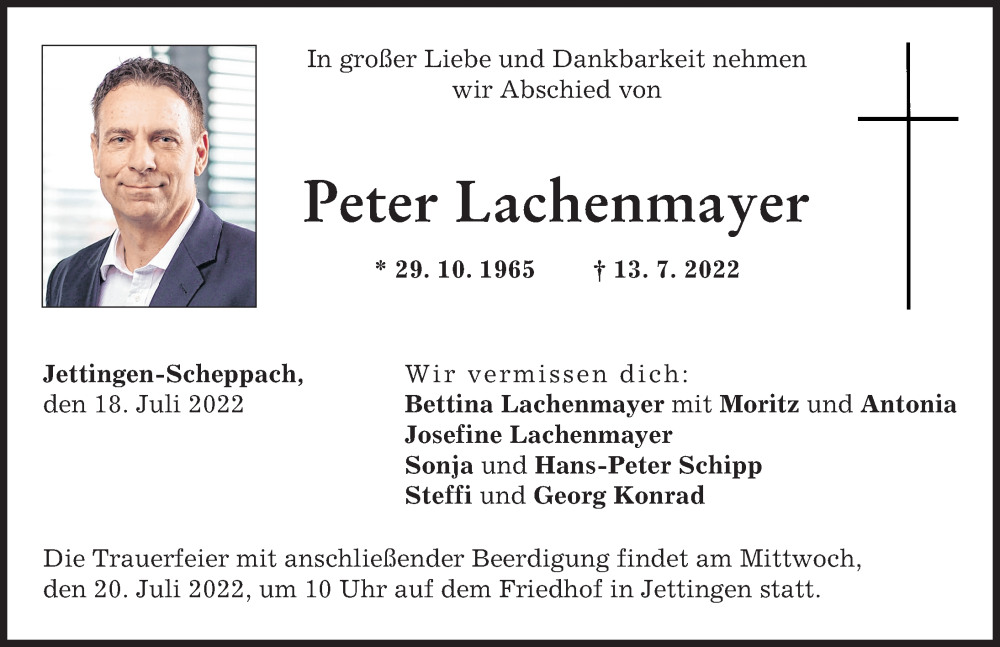 Traueranzeige von Peter Lachenmayer von Günzburger Zeitung