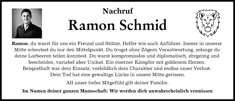  Traueranzeige für Ramon Schmid vom 09.07.2022 aus Donauwörther Zeitung