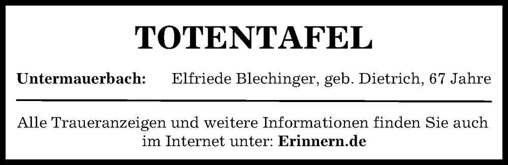  Traueranzeige für Totentafel vom 31.08.2022 vom 31.08.2022 aus Aichacher Nachrichten