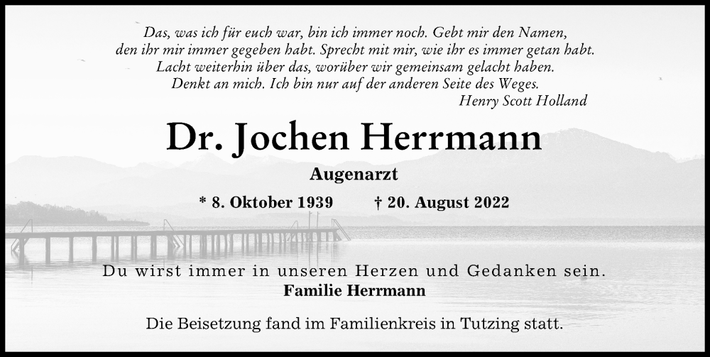 Traueranzeige von Jochen Herrmann von Augsburger Allgemeine