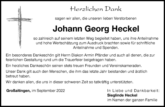 Traueranzeigen von Johann Heckel Augsburger Allgemeine Zeitung