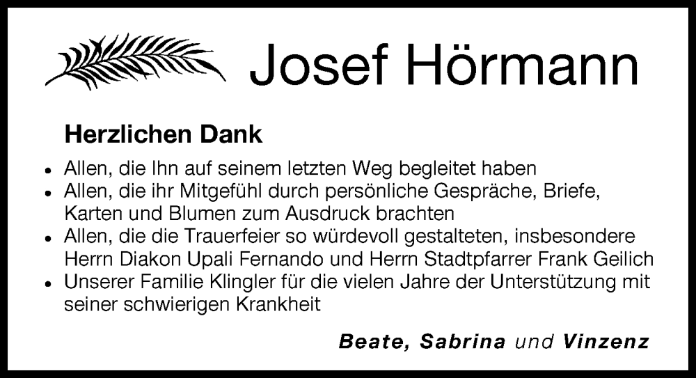  Traueranzeige für Josef Hörmann vom 30.09.2022 aus Günzburger Zeitung