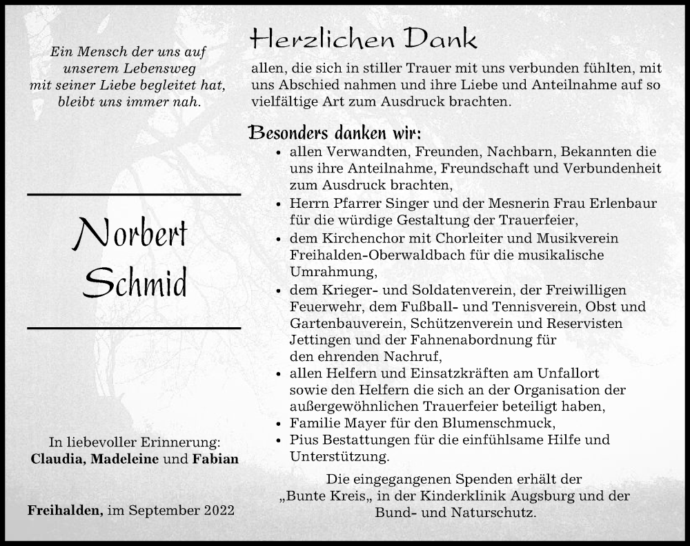 Traueranzeige von Norbert Schmid von Günzburger Zeitung