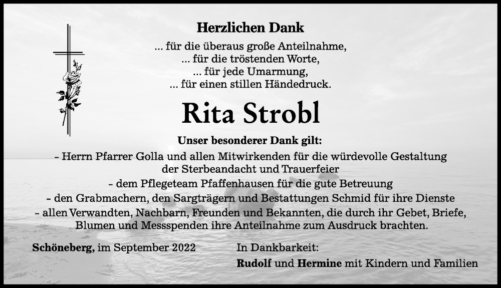 Traueranzeige von Rita Strobl von Mindelheimer Zeitung