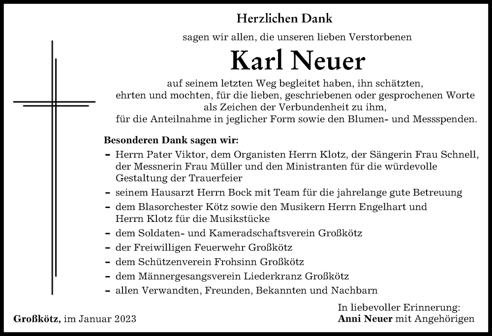 Traueranzeige von Karl Neuer von Günzburger Zeitung