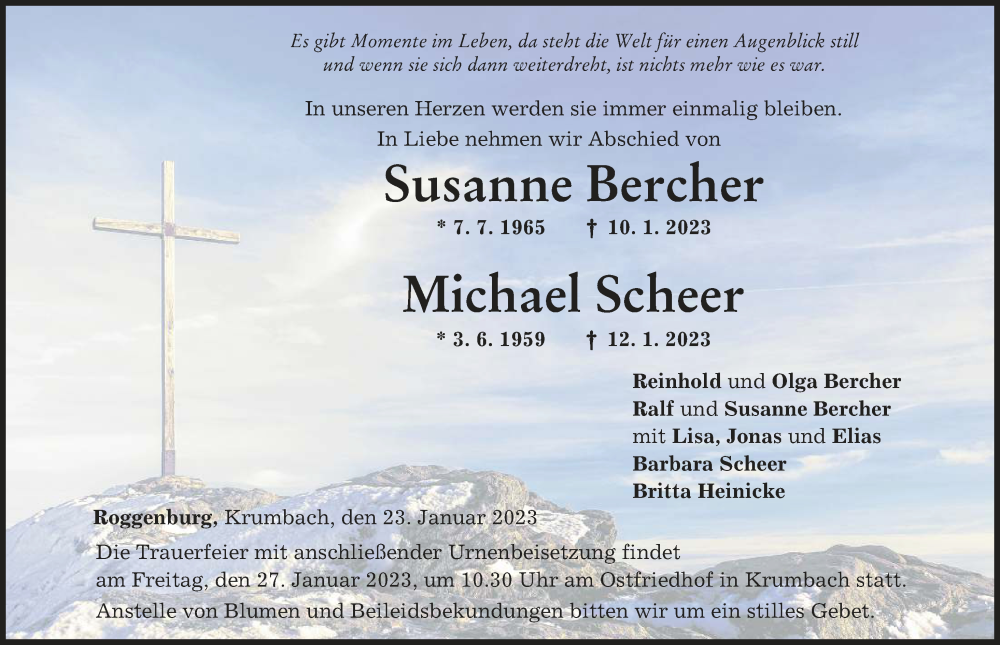  Traueranzeige für Michael Scheer vom 23.01.2023 aus Mittelschwäbische Nachrichten, Neu-Ulmer Zeitung