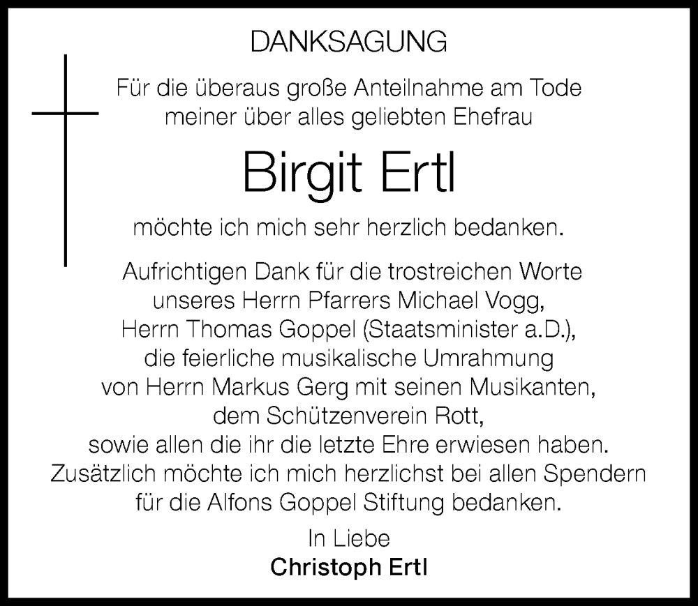  Traueranzeige für Birgit Ertl vom 21.10.2023 aus Landsberger Tagblatt