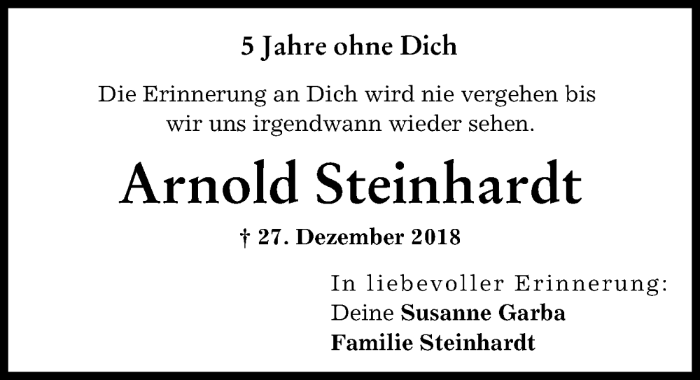 Traueranzeige von Arnold Steinhardt von Friedberger Allgemeine