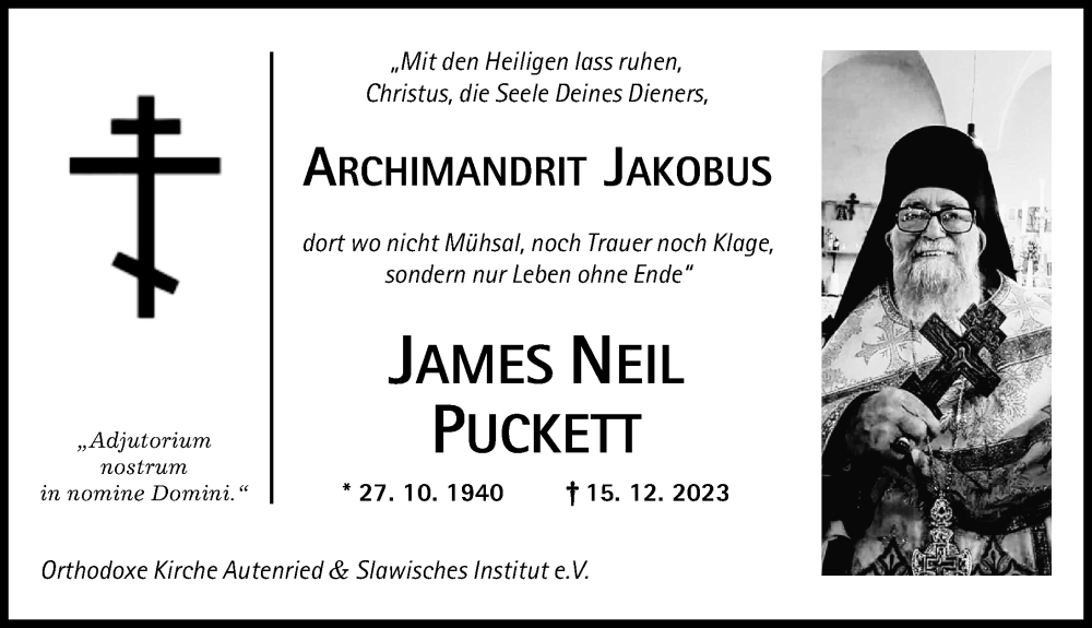 Traueranzeige von James Neil Puckett von Günzburger Zeitung