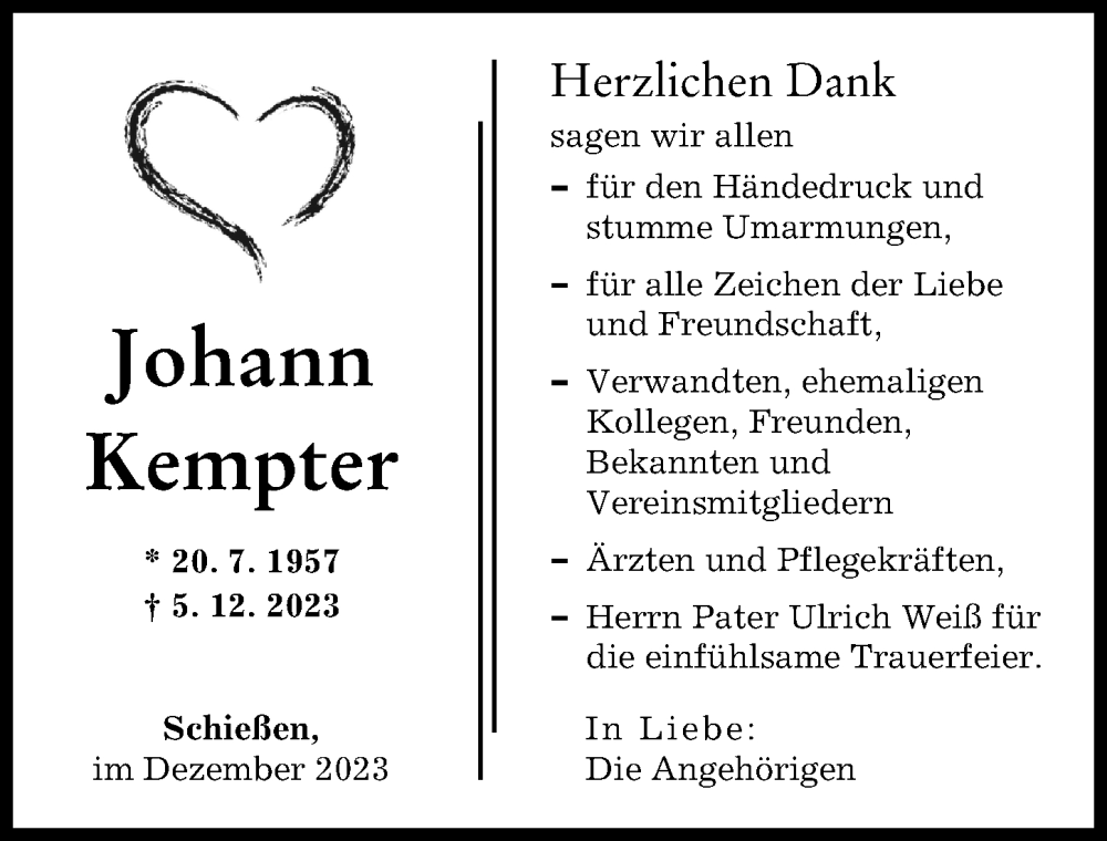 Traueranzeige von Johann Kempter von Neu-Ulmer Zeitung