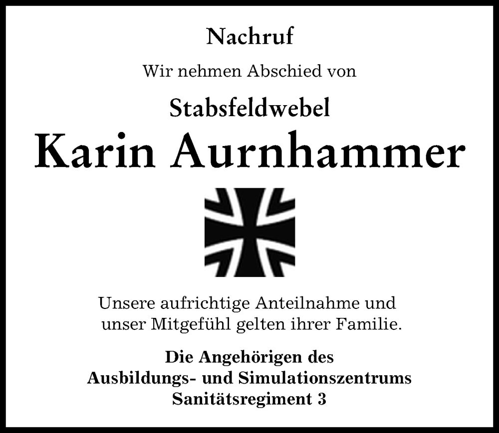  Traueranzeige für Karin Aurnhammer vom 14.12.2023 aus Donauwörther Zeitung