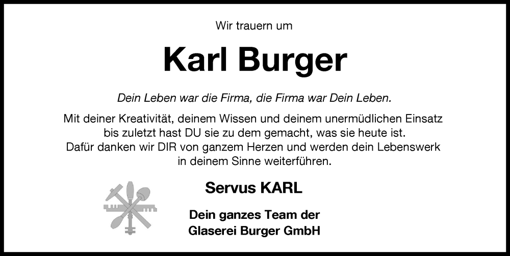 Traueranzeige von Karl Burger von Augsburger Allgemeine, Friedberger Allgemeine