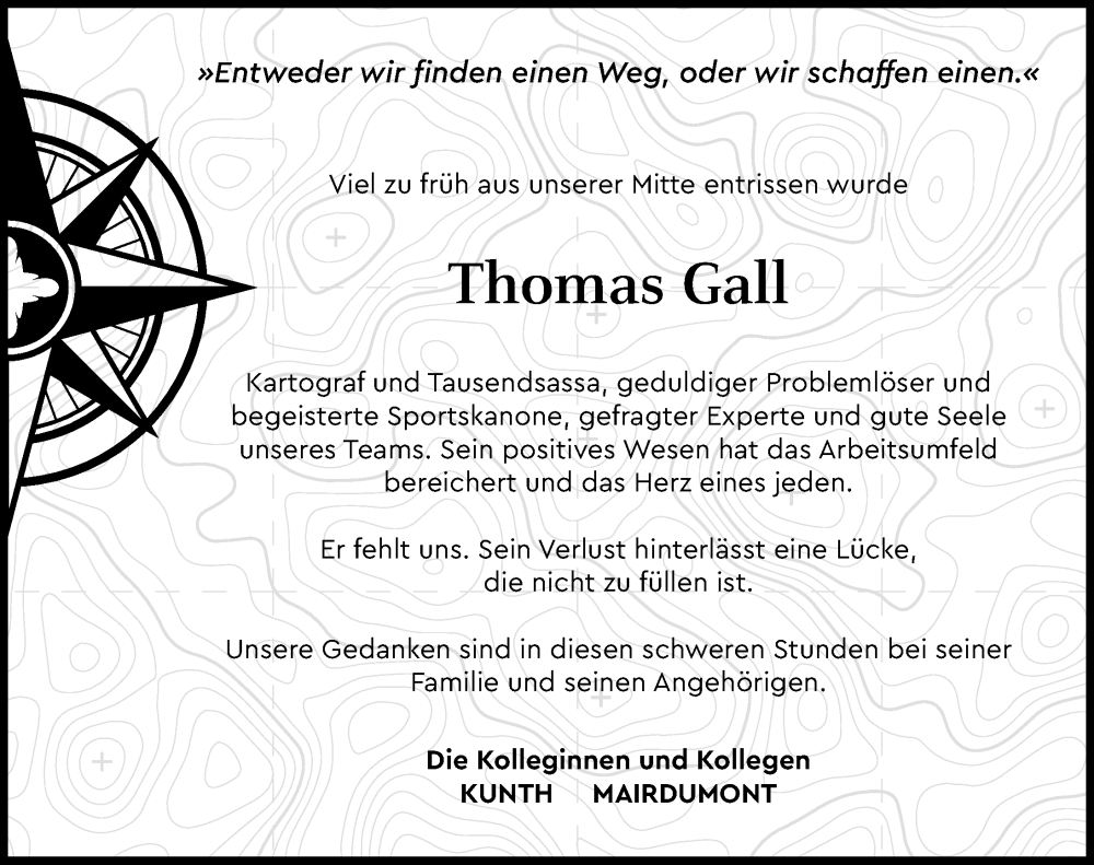 Traueranzeige für Thomas Gall vom 02.12.2023 aus Mindelheimer Zeitung