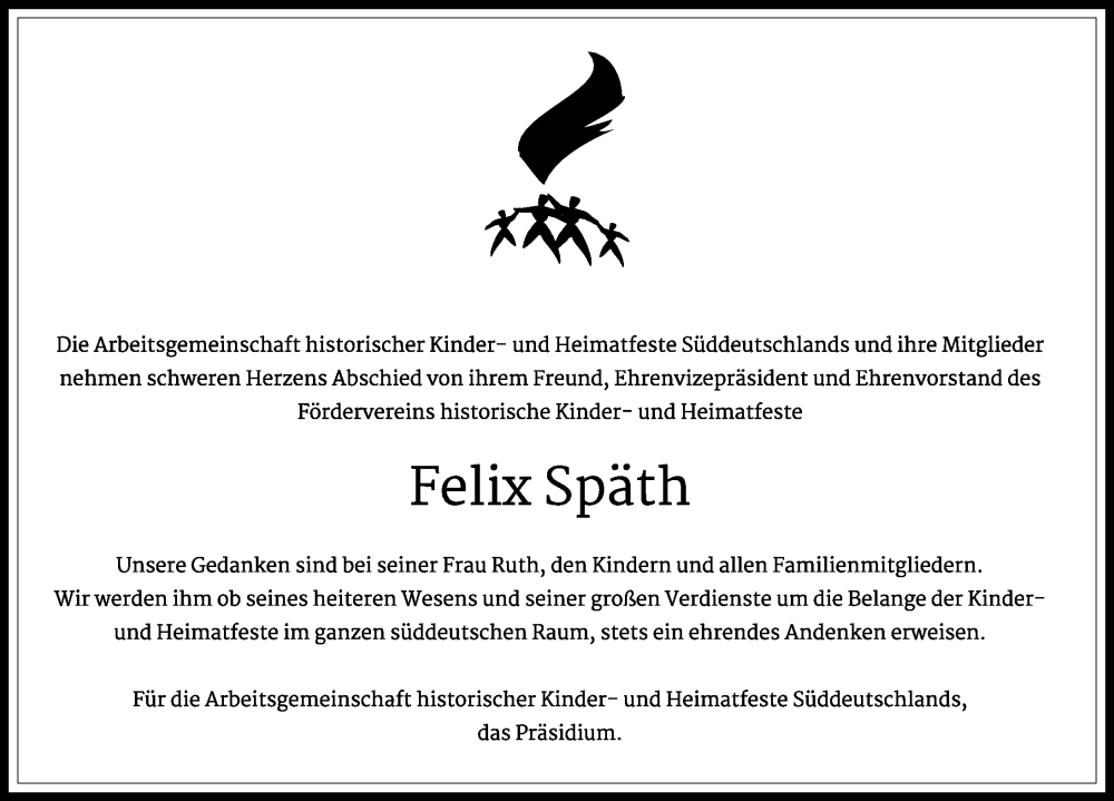  Traueranzeige für Felix Späth vom 01.03.2023 aus Donauwörther Zeitung