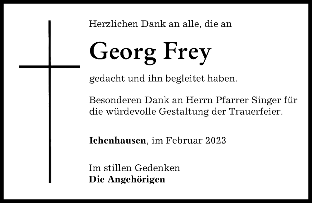 Traueranzeige von Georg Frey von Günzburger Zeitung