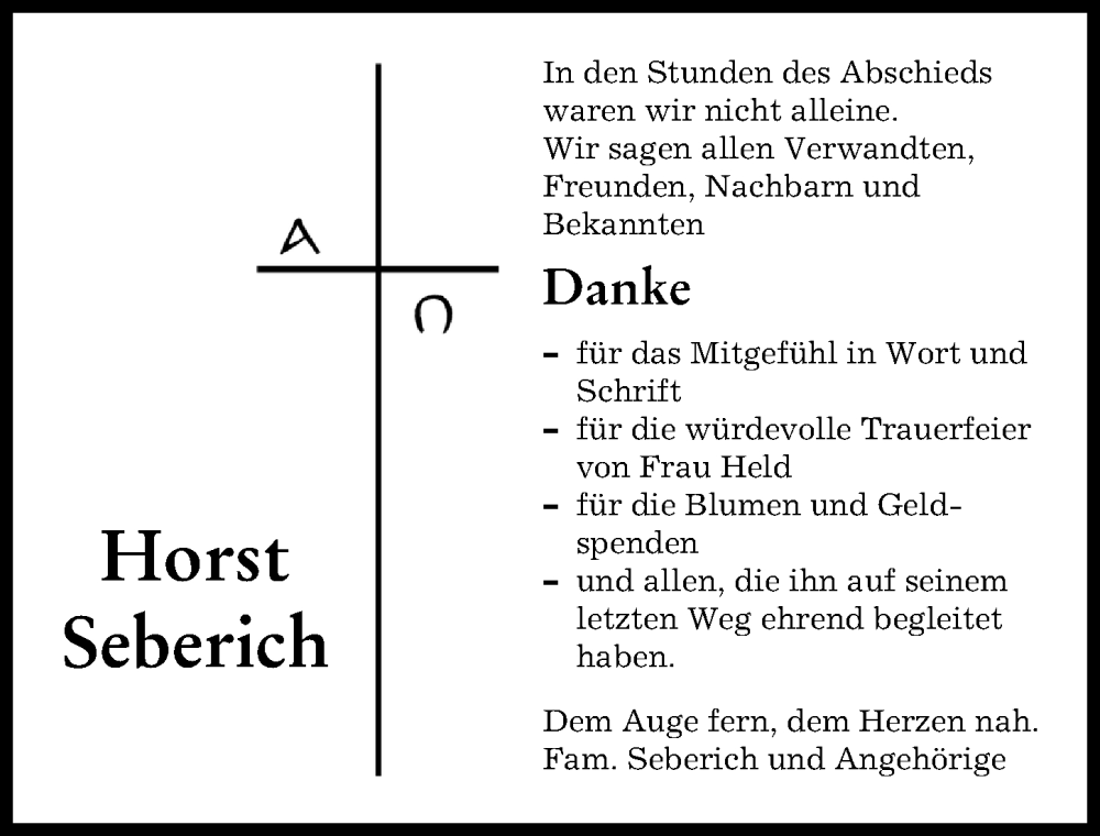  Traueranzeige für Horst Seberich vom 24.02.2023 aus Augsburger Allgemeine