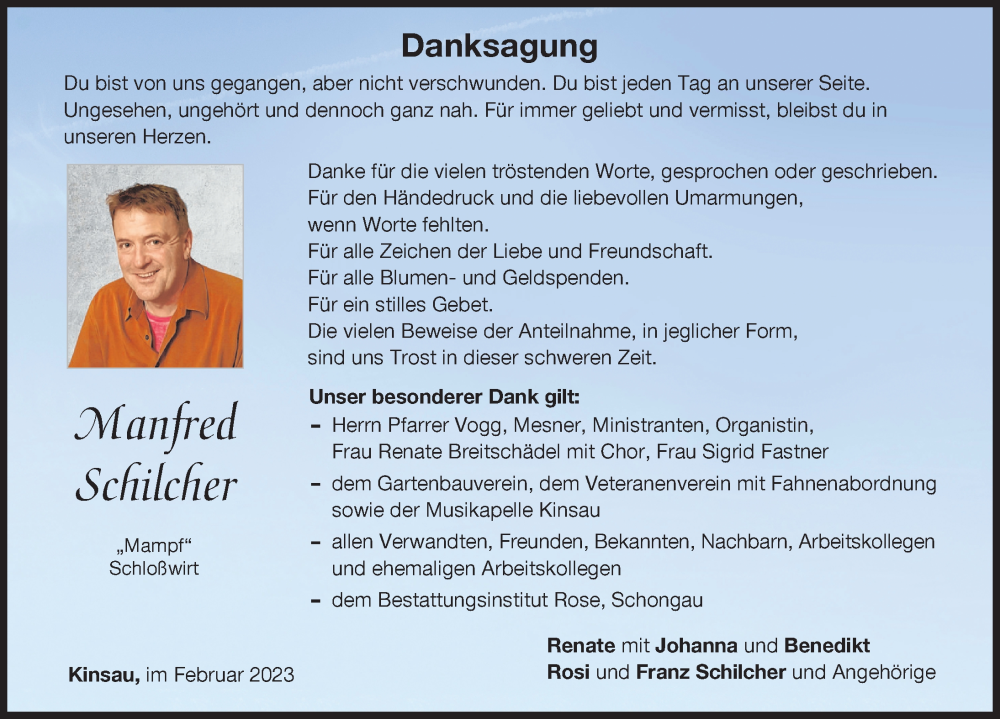  Traueranzeige für Manfred Schilcher vom 18.02.2023 aus Landsberger Tagblatt