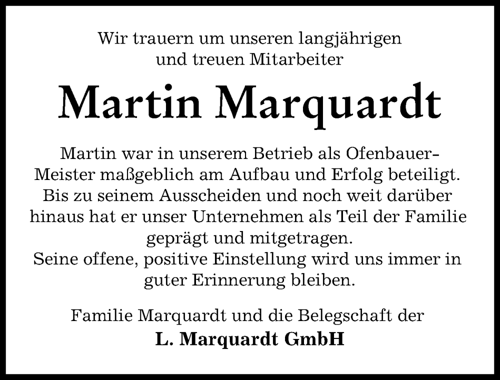 Traueranzeige von Martin Marquardt von Donau Zeitung