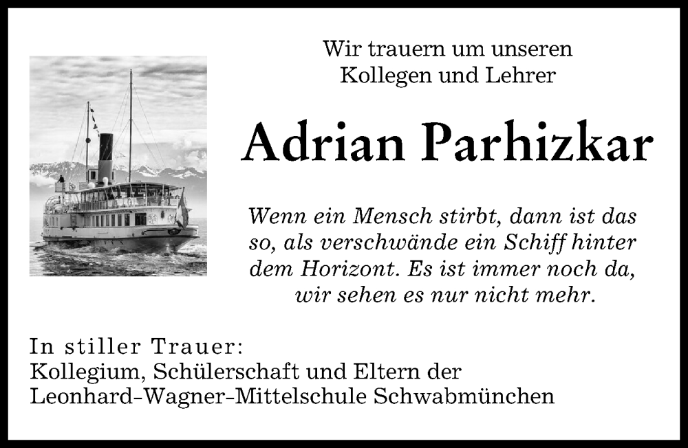  Traueranzeige für Adrian Parhizkar vom 15.03.2023 aus Schwabmünchner Allgemeine