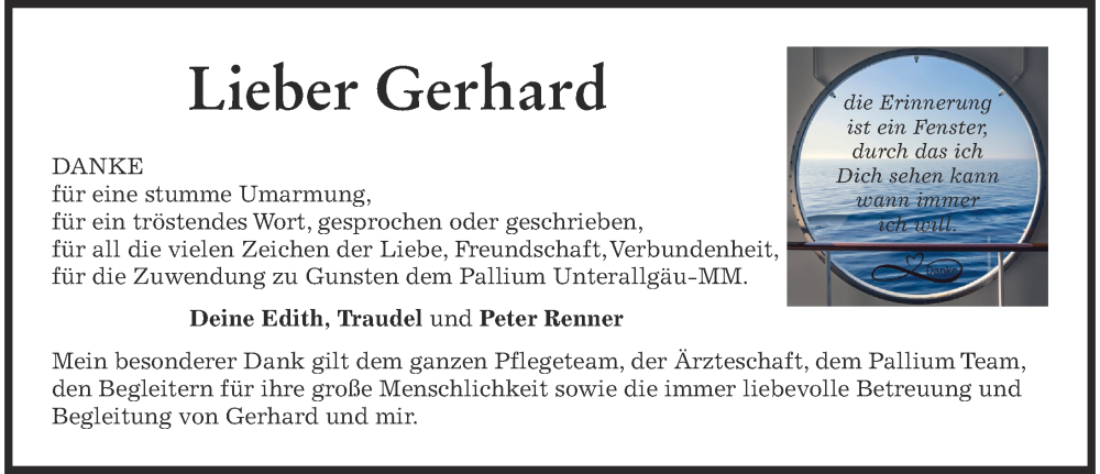 Traueranzeige von Gerhard  von Mindelheimer Zeitung