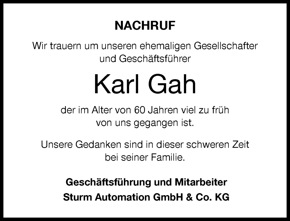  Traueranzeige für Karl Gah vom 18.03.2023 aus Augsburger Allgemeine