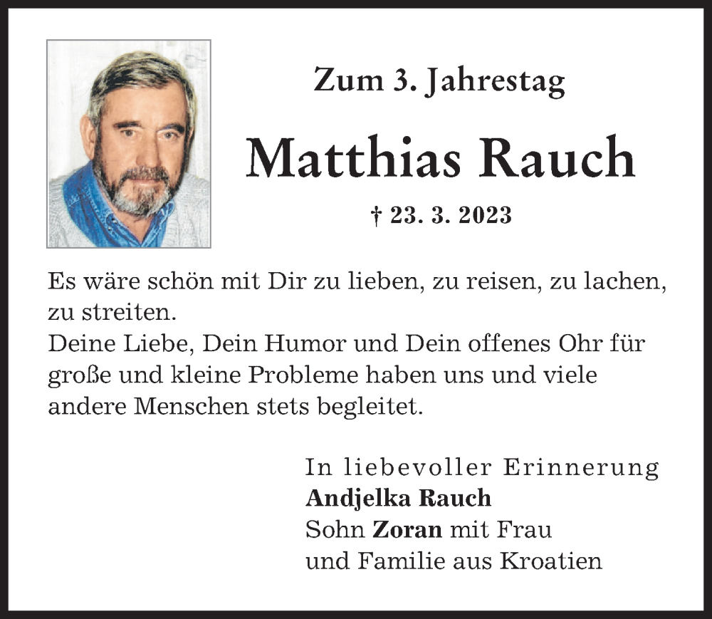 Traueranzeige für Matthias Rauch vom 23.03.2023 aus Landsberger Tagblatt