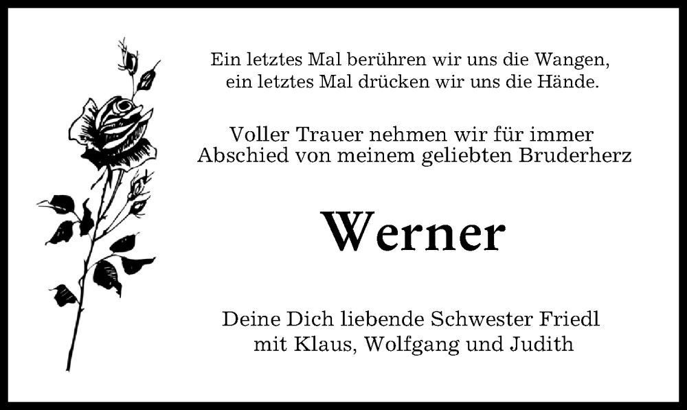 Traueranzeige von Werner  von Augsburg-Land