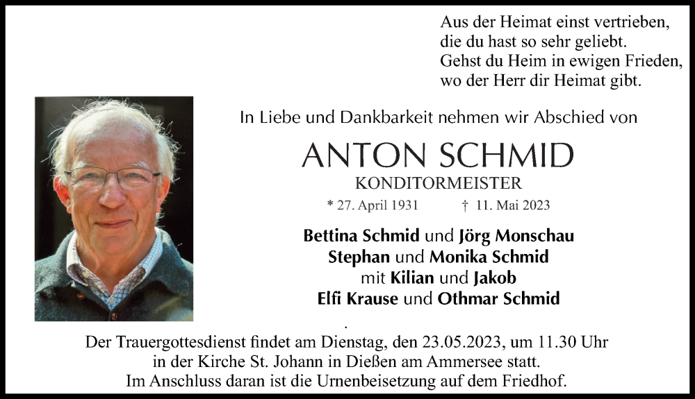 Traueranzeigen Von Anton Schmid | Augsburger Allgemeine Zeitung