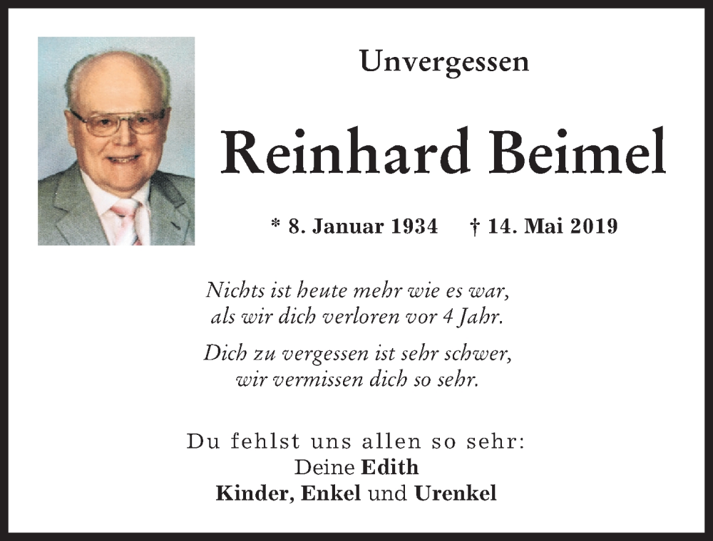 Traueranzeige von Reinhard Beimel von Augsburger Allgemeine