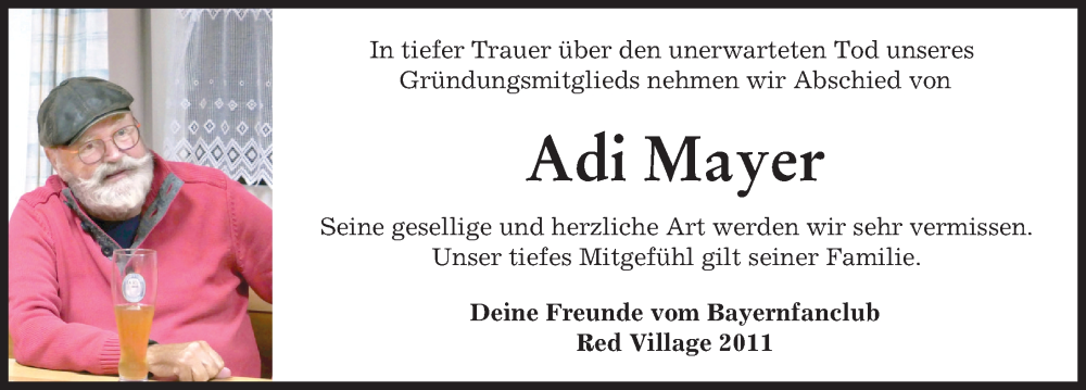 Traueranzeige von Adi Mayer von Mindelheimer Zeitung