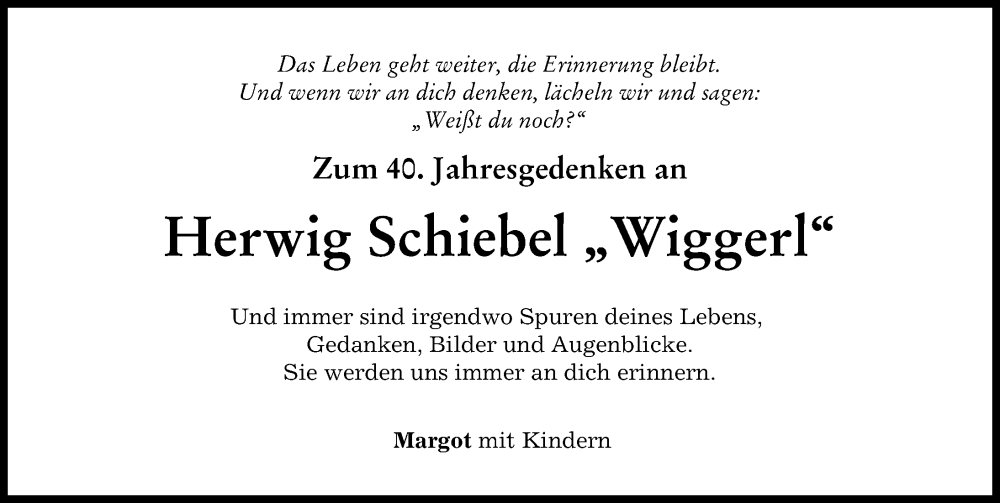 Traueranzeige von Herwig Schiebel von Landsberger Tagblatt
