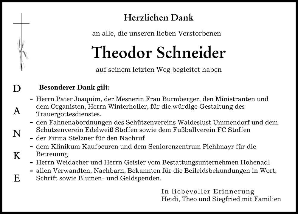  Traueranzeige für Theodor Schneider vom 10.06.2023 aus Landsberger Tagblatt