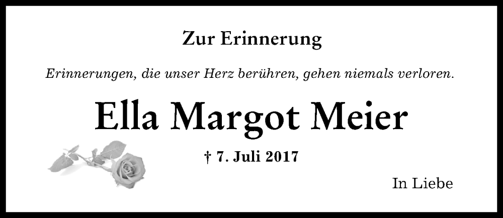 Traueranzeige von Ella Margot Meier von Augsburger Allgemeine