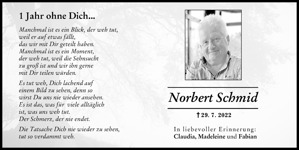 Traueranzeige von Norbert Schmid von Günzburger Zeitung
