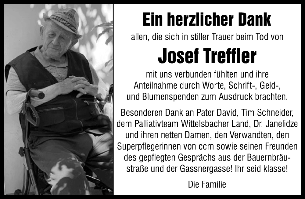 Traueranzeige von Josef Treffler von Friedberger Allgemeine