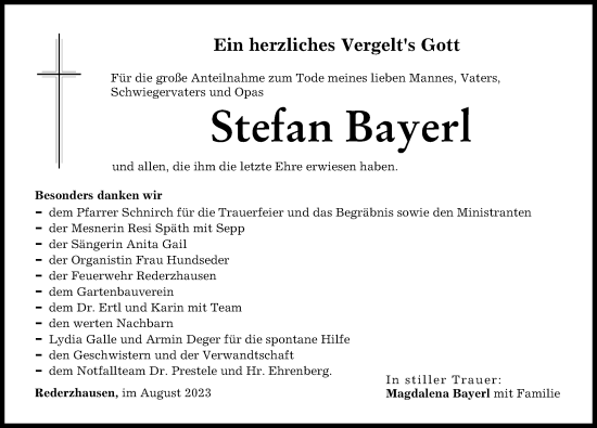 Traueranzeigen Von Stefan Bayerl | Augsburger Allgemeine Zeitung