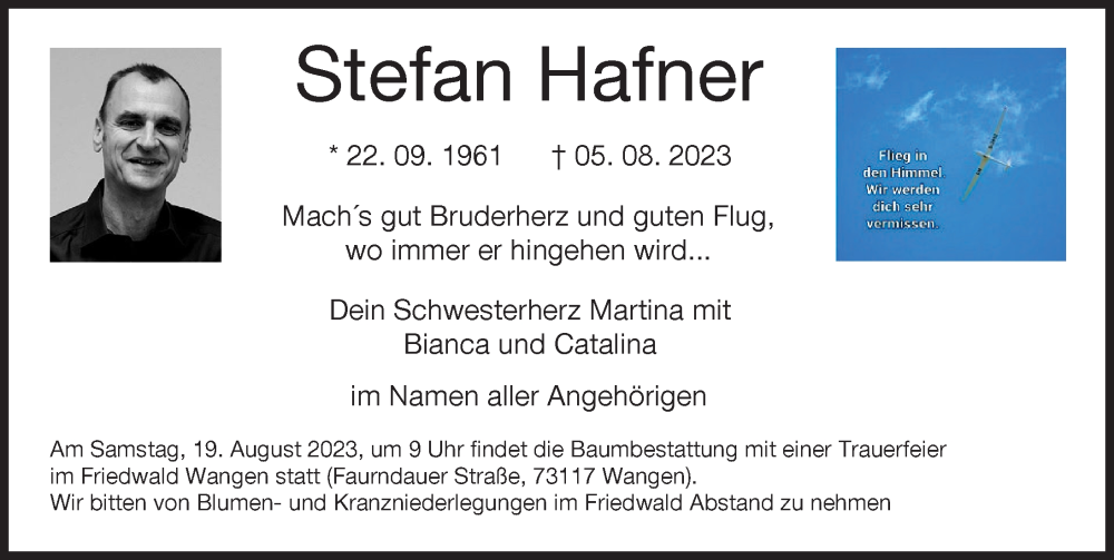 Traueranzeige von Stefan Hafner von Günzburger Zeitung