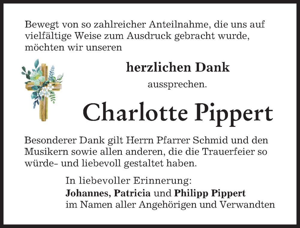 Traueranzeige von Charlotte Pippert von Donau Zeitung