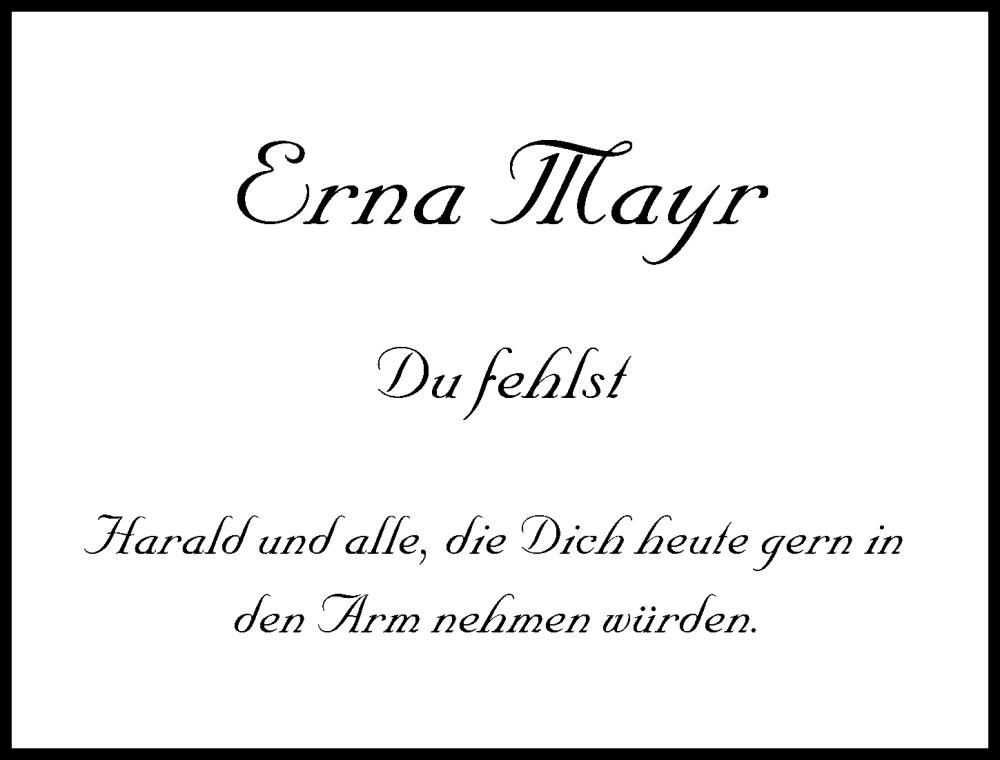 Traueranzeige von Erna Mayr von Augsburger Allgemeine
