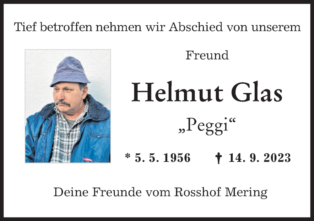  Traueranzeige für Helmut Glas vom 28.09.2023 aus Friedberger Allgemeine