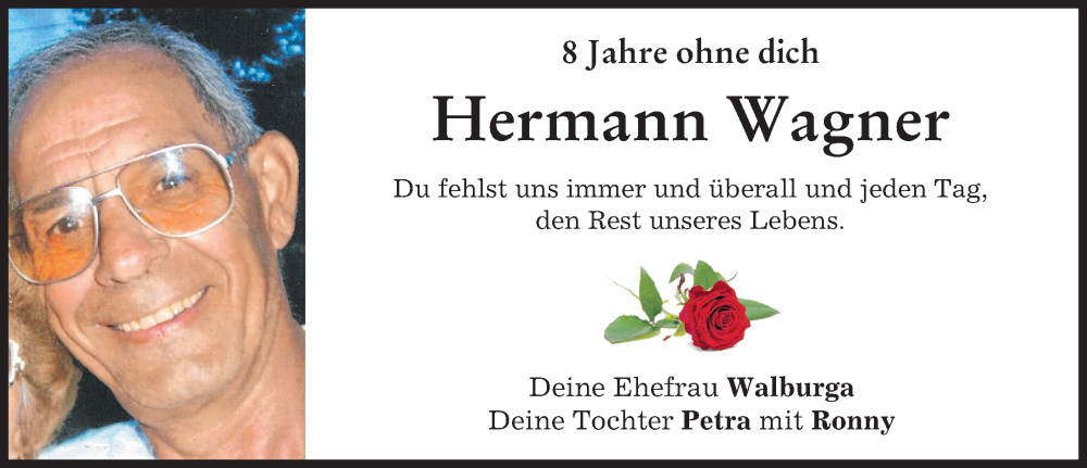 Traueranzeige von Hermann Wagner von Schwabmünchner Allgemeine