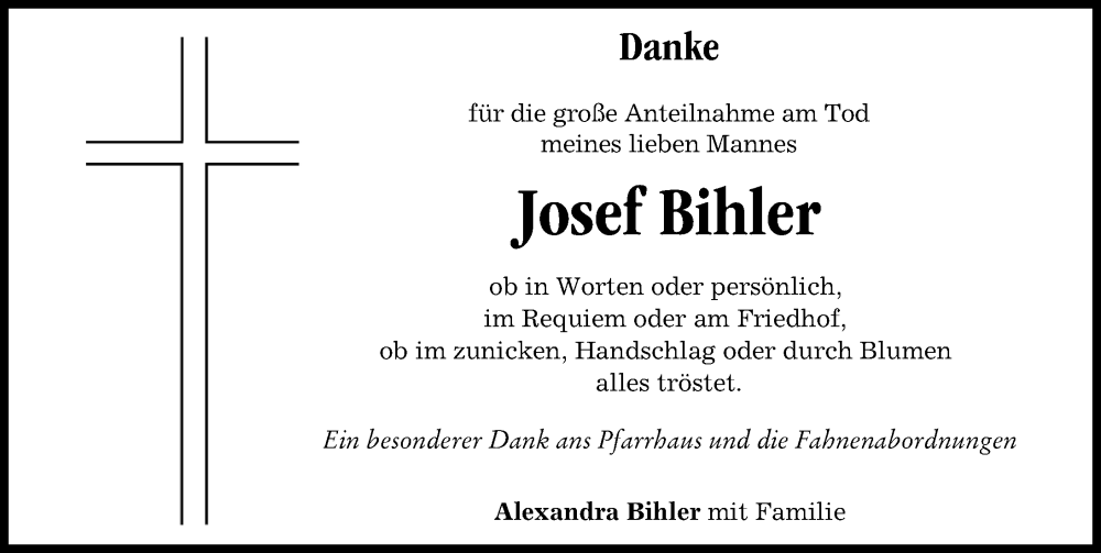 Traueranzeige von Josef Bihler von Donau Zeitung