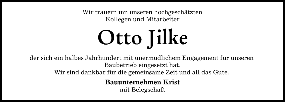  Traueranzeige für Otto Jilke vom 29.09.2023 aus Donau Zeitung