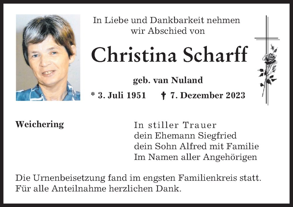 Traueranzeigen von Christina Scharff | Augsburger Allgemeine Zeitung