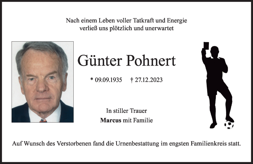 Traueranzeige von Günter Pohnert von Landsberger Tagblatt