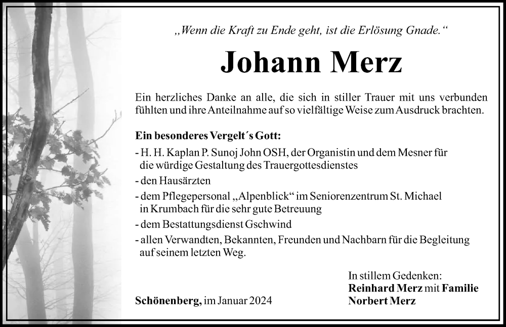 Traueranzeige von Johann Merz von Günzburger Zeitung